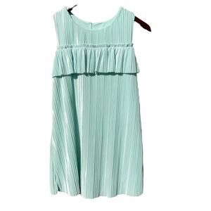 Cat & Jack Pastel mint green pleated velour girls dress size 7/8